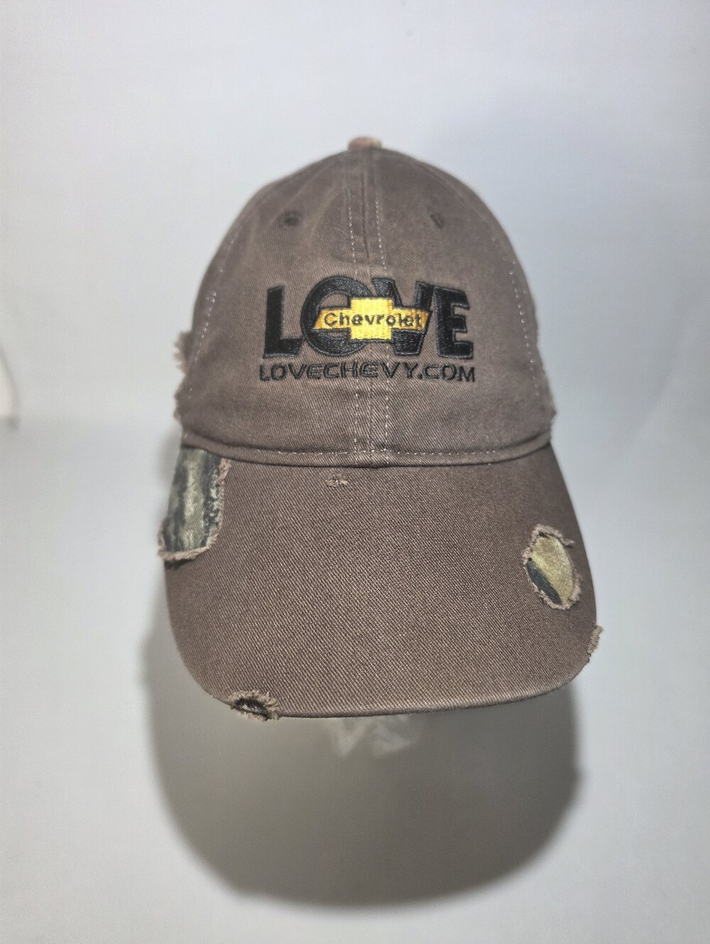 Brown  'LOVE'  Chevrolet. Logo Distressed Baseball Cap